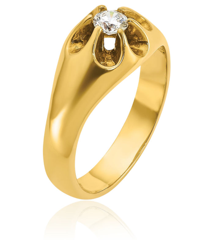 10K Solid Yellow Gold Mens Diamond Wedding Band Ring