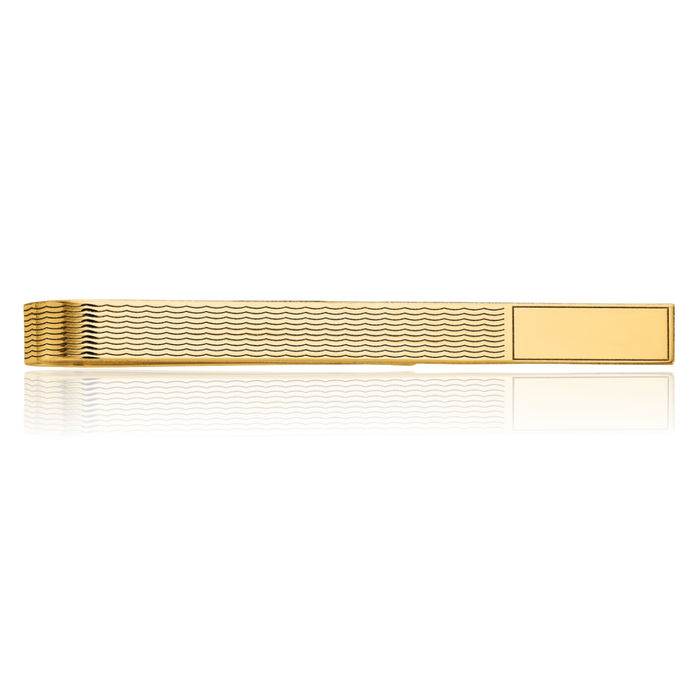 14K Solid Yellow Gold Mens Engraved Personalized Tie Clip Bar Tac