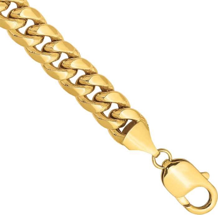 10K Solid Yellow Gold Miami Cuban Curb Link Chain Bracelet