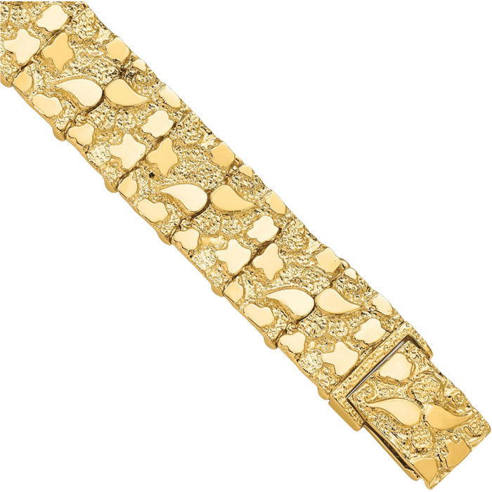 10K Solid Yellow Gold Chunky Nugget Chain Bracelet