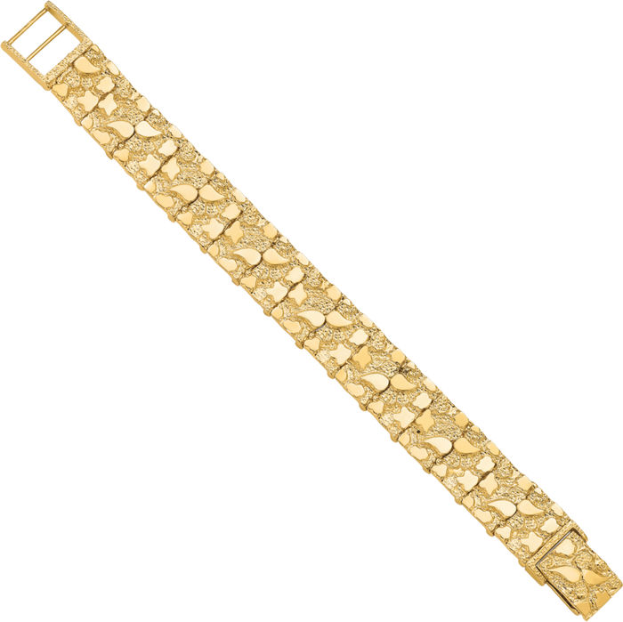 10K Solid Yellow Gold Chunky Nugget Chain Bracelet