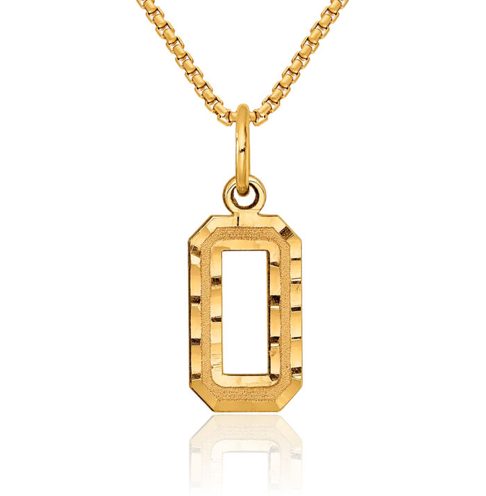 10K Solid Yellow Gold Number 0 Necklace Chain Pendant Charm