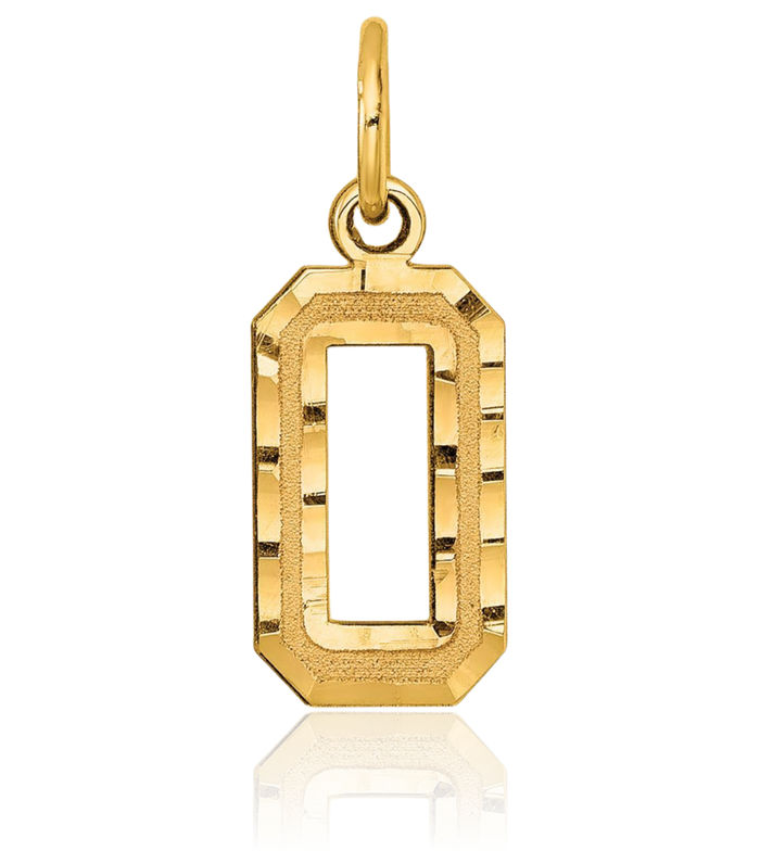 10K Solid Yellow Gold Number 0 Necklace Chain Pendant Charm