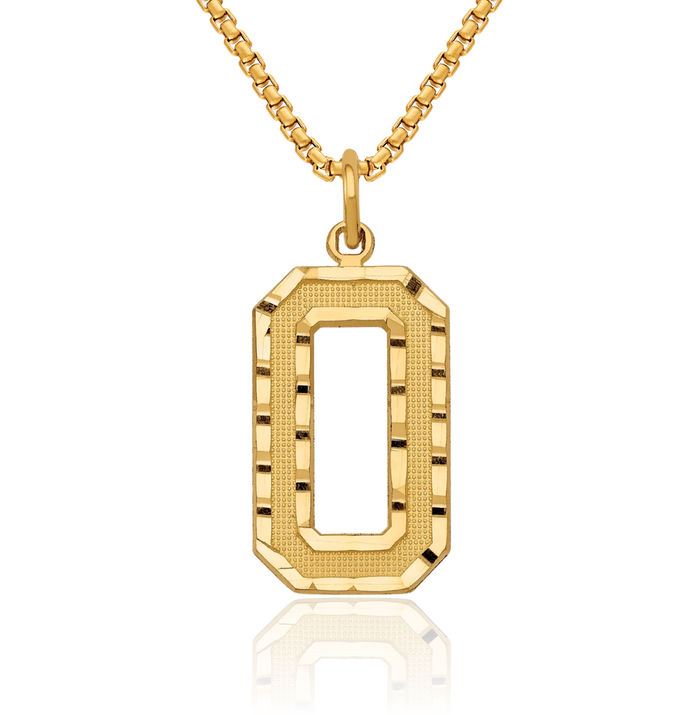 10K Solid Yellow Gold Number 0 Necklace Chain Pendant Charm