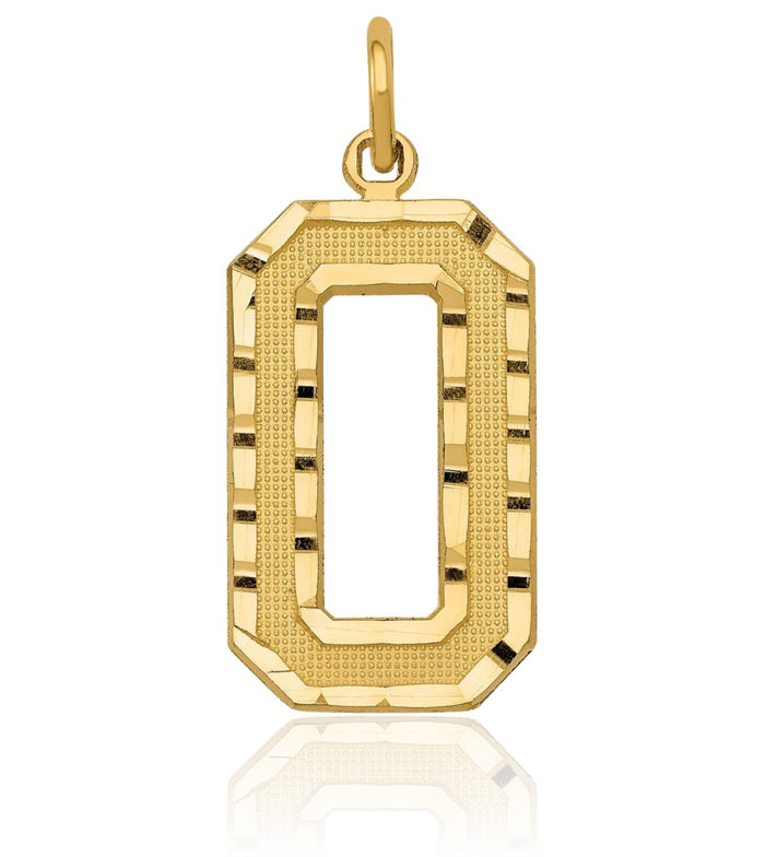 10K Solid Yellow Gold Number 0 Necklace Chain Pendant Charm