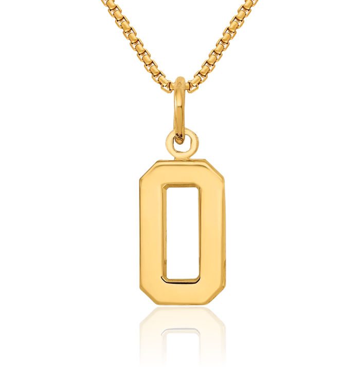 10K Solid Yellow Gold Number 0 Necklace Chain Pendant Charm