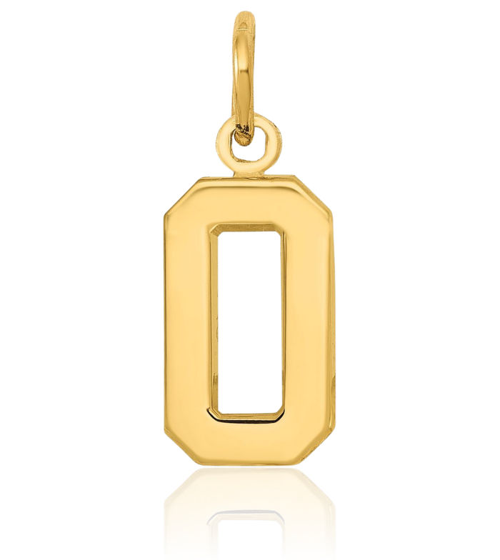 10K Solid Yellow Gold Number 0 Necklace Chain Pendant Charm