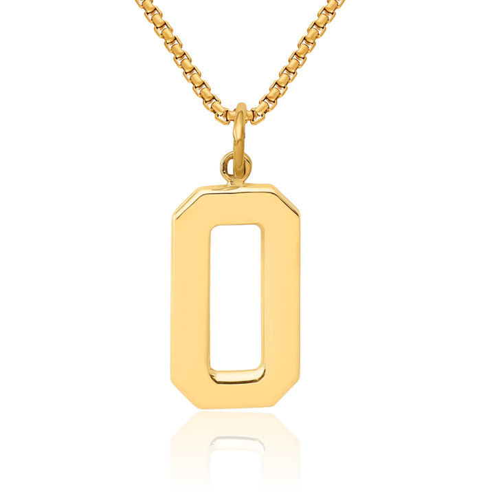 10K Solid Yellow Gold Number 0 Necklace Chain Pendant Charm
