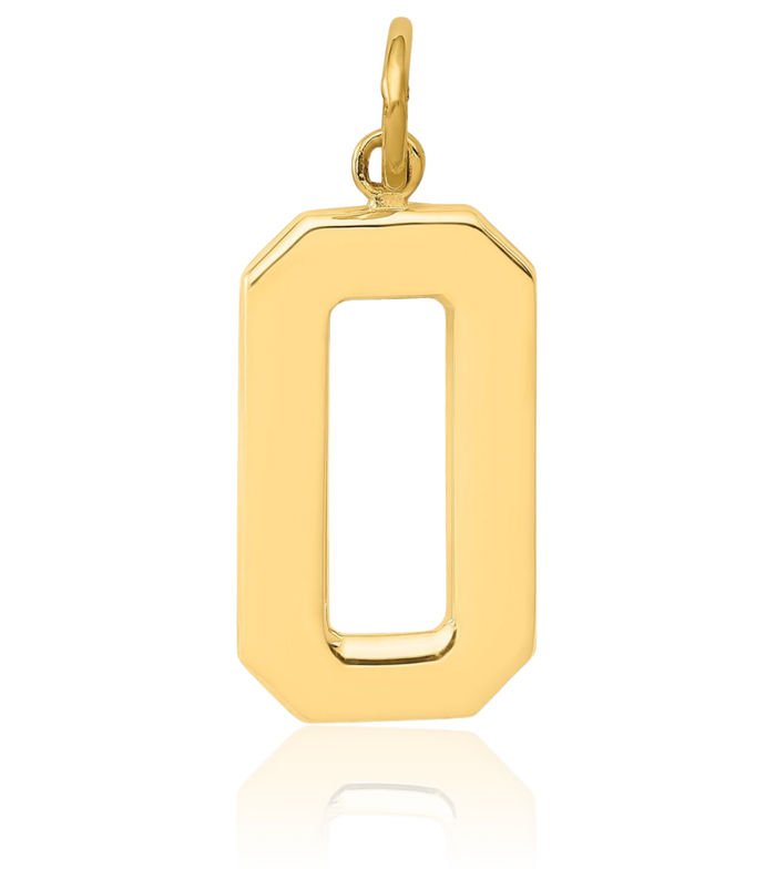 10K Solid Yellow Gold Number 0 Necklace Chain Pendant Charm
