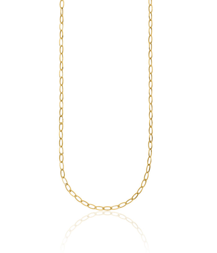 10K Solid Yellow Gold Oval Cable Rolo Link Chain Belcher Necklace