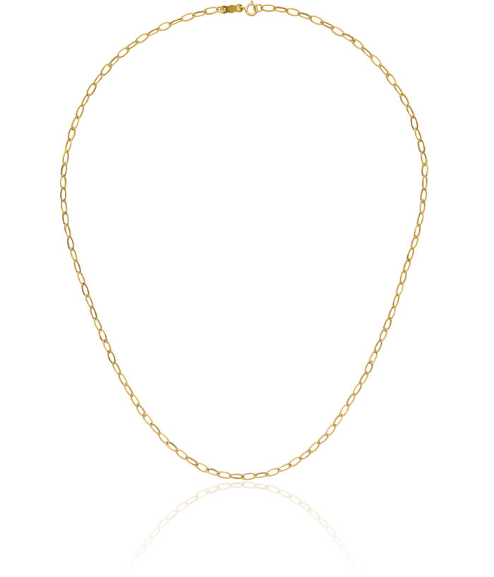 10K Solid Yellow Gold Oval Cable Rolo Link Chain Belcher Necklace