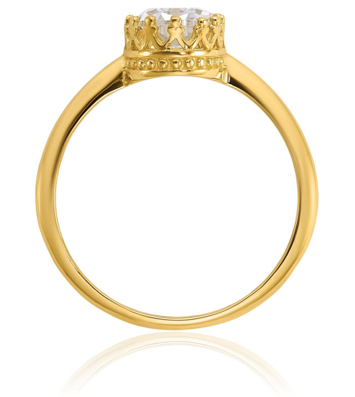 10K Solid Yellow Gold Oval Cubic Zirconia CZ Engagement Ring