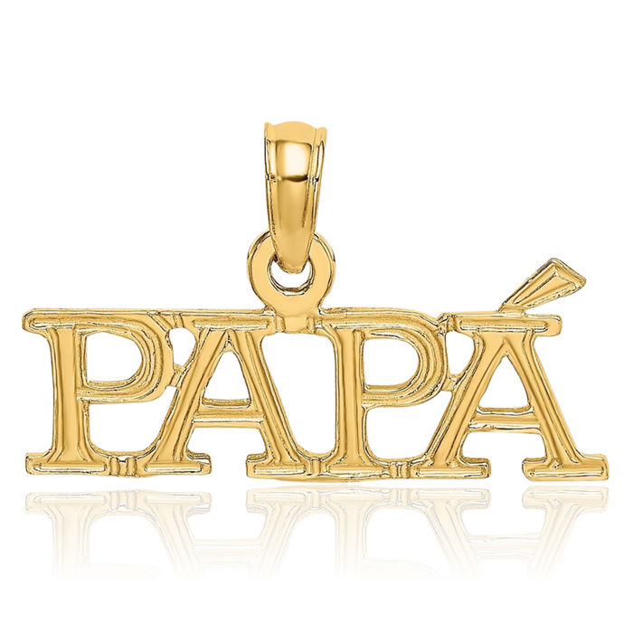 10K Solid Yellow Gold Papa Necklace Chain Pendant Charm