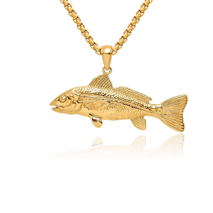 10K Solid Yellow Gold Red Fish Necklace Chain Pendant Charm