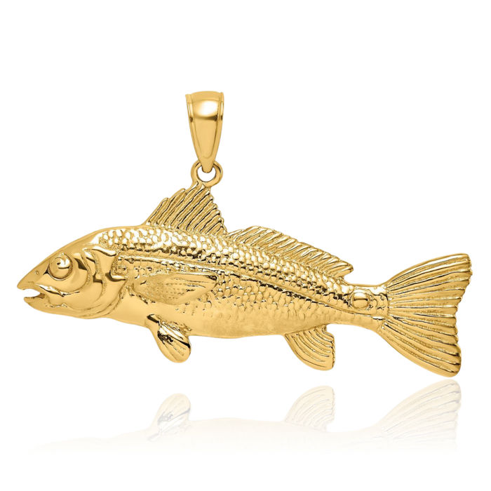 10K Solid Yellow Gold Red Fish Necklace Chain Pendant Charm