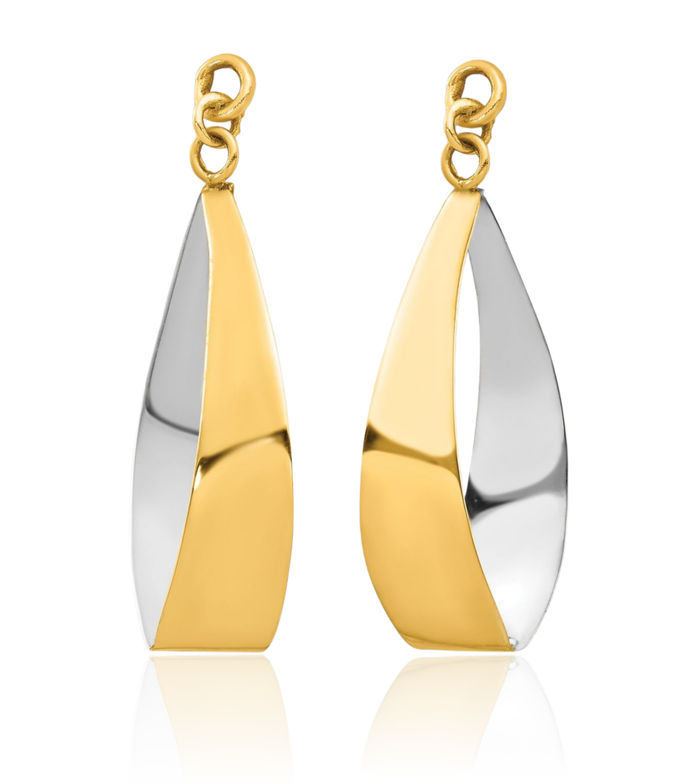 10K Solid Yellow Gold Reversible Dangle Earring Jackets for Studs