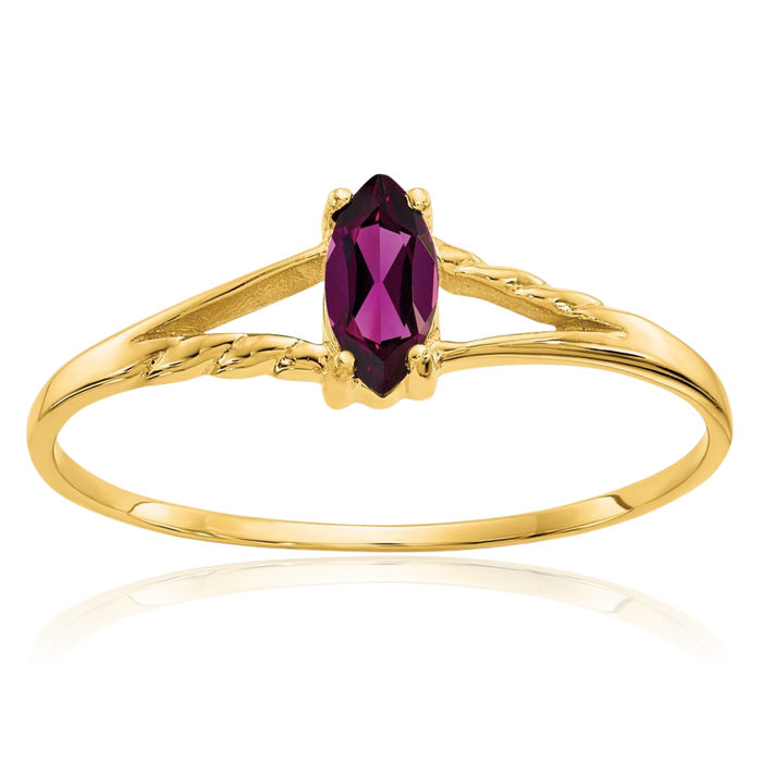 10K Solid Yellow Gold Purple Rhodolite Garnet Ring Gemstone Band June Birthstone Jewelry