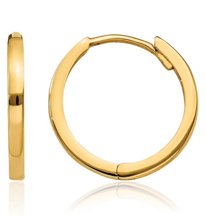 10K Solid Yellow Gold Round Huggie Mini Hoop Earrings