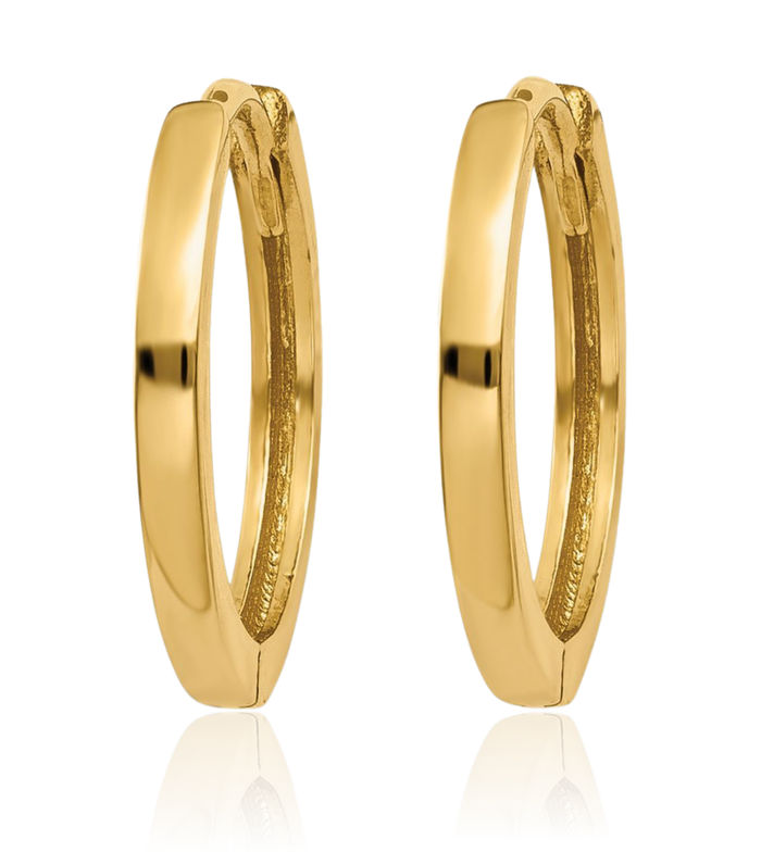 10K Solid Yellow Gold Round Huggie Mini Hoop Earrings