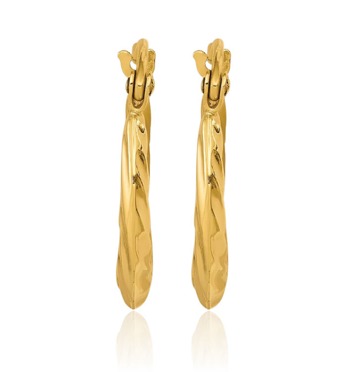 10K Solid Yellow Gold Round Small Hoop Earrings