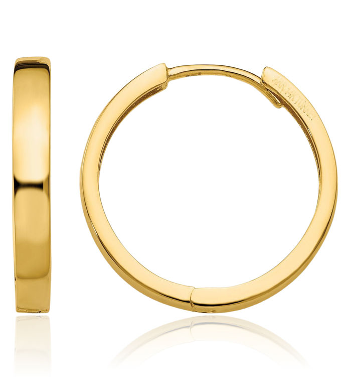 10K Solid Yellow Gold Round Small Hoop Earrings