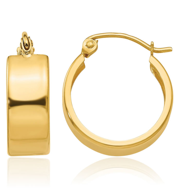 10K Solid Yellow Gold Round Small Hoop Earrings