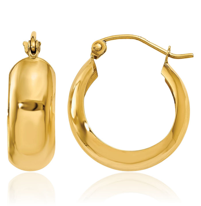 10K Solid Yellow Gold Round Small Hoop Earrings