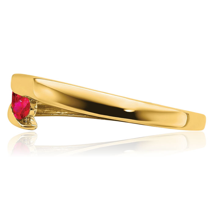 10K Solid Yellow Gold Red Ruby 4 Stone Ring Gemstone Band