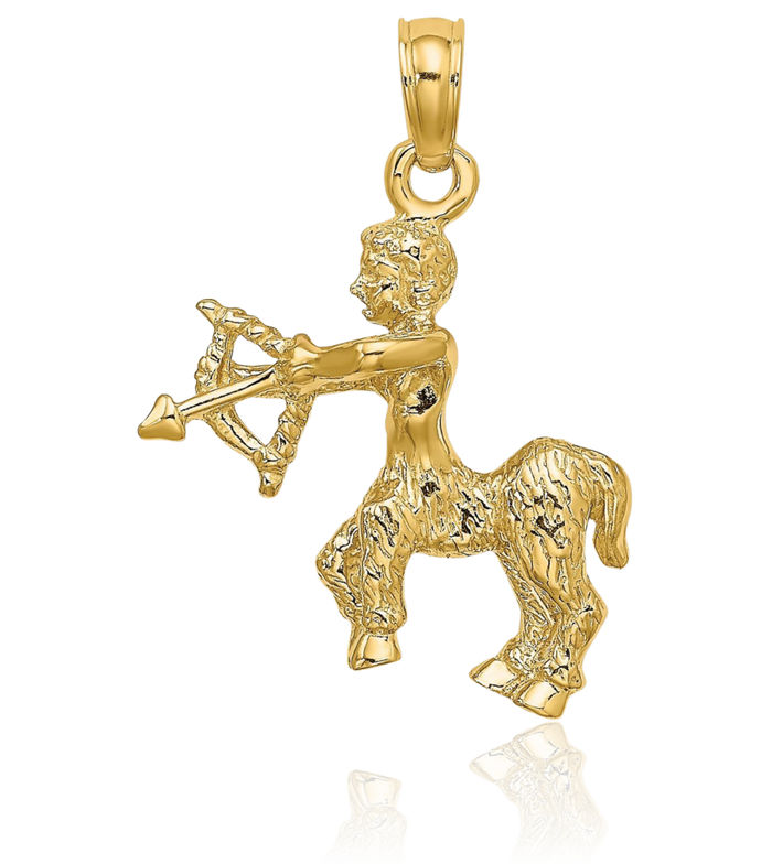 10K Solid Yellow Gold Sagittarius Zodiac Necklace Archer Horoscope Pendant November December Birthday Charm Astrology Jewelry