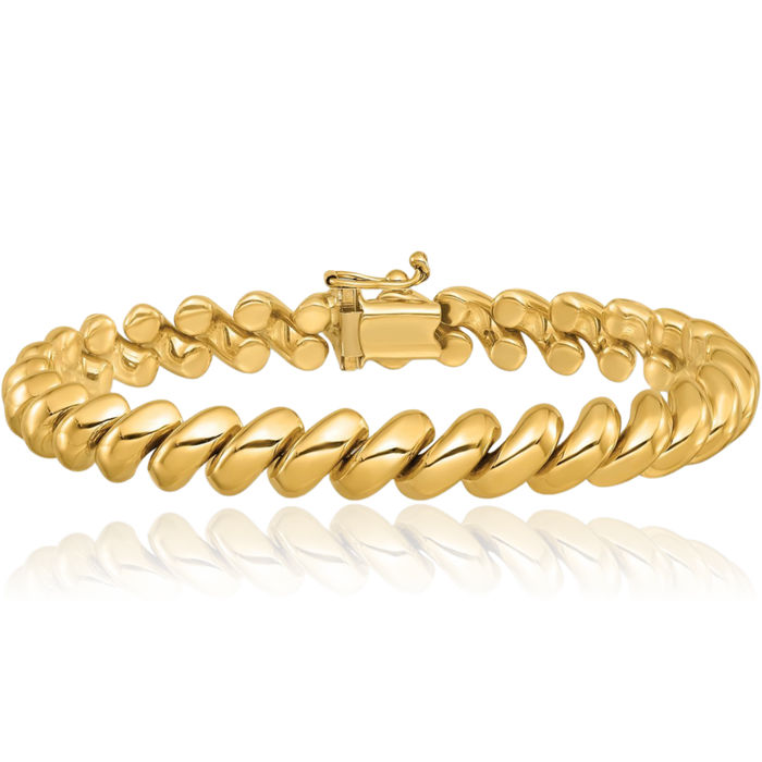 10K Solid Yellow Gold San Marco Chain Bracelet