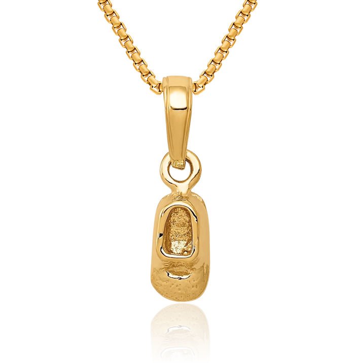 10K Solid Yellow Gold Shoe Necklace Chain Pendant Charm