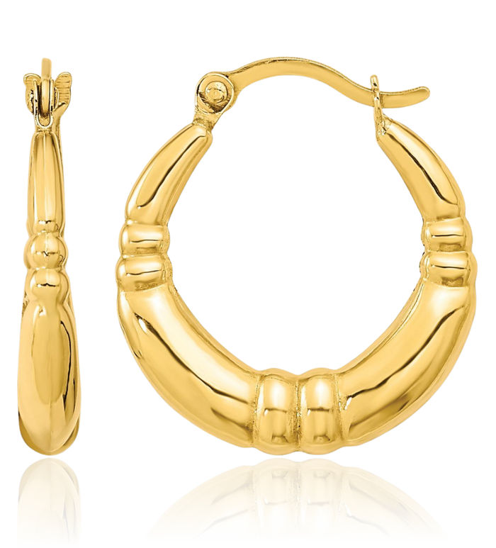 10K Solid Yellow Gold Small Hoop Earrings