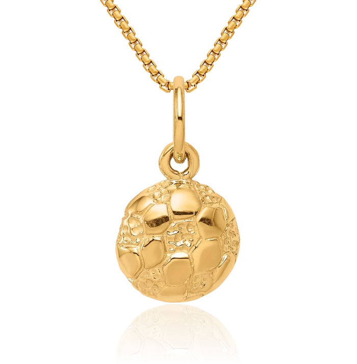 10K Solid Yellow Gold Soccer Necklace Charm Sports Pendant