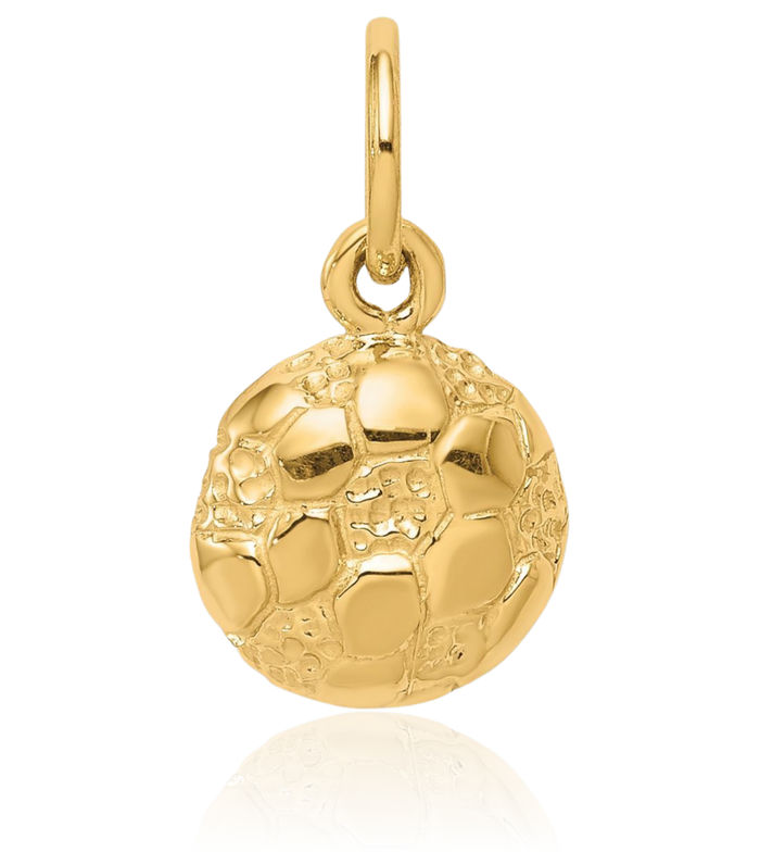 10K Solid Yellow Gold Soccer Necklace Charm Sports Pendant