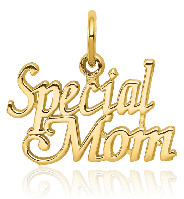 10K Solid Yellow Gold Special Mom Necklace Mama Charm Mother Pendant