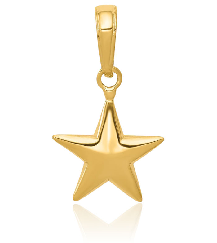 10K Solid Yellow Gold Star Necklace Chain Pendant Charm