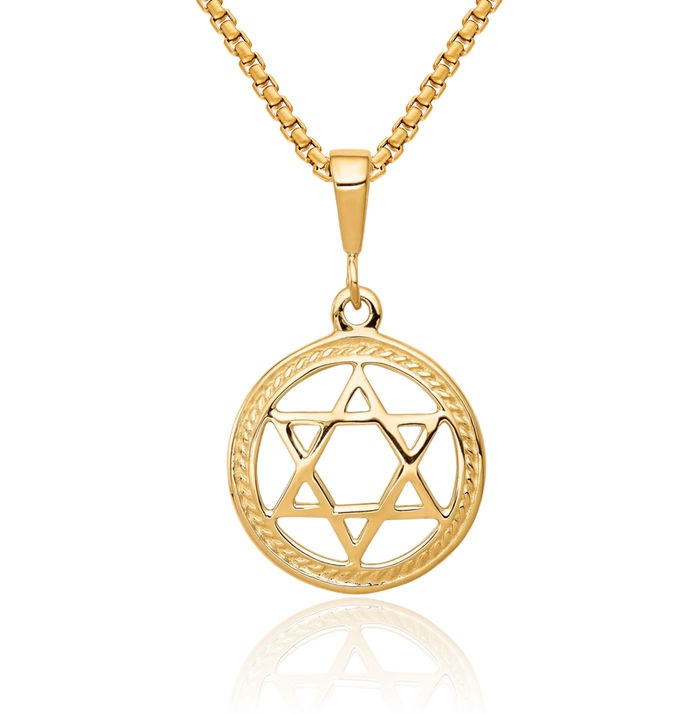 10K Solid Yellow Gold Star of David Jewish Magen Necklace Judaica Religious Chain Pendant Israel Charm