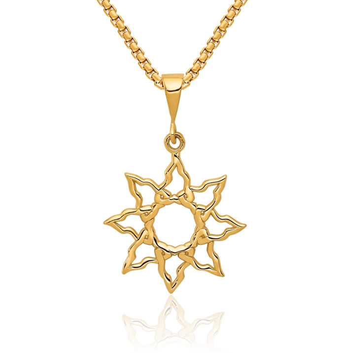 10K Solid Yellow Gold Sun Necklace Sunshine Pendant Sunburst Charm Celestial Jewelry