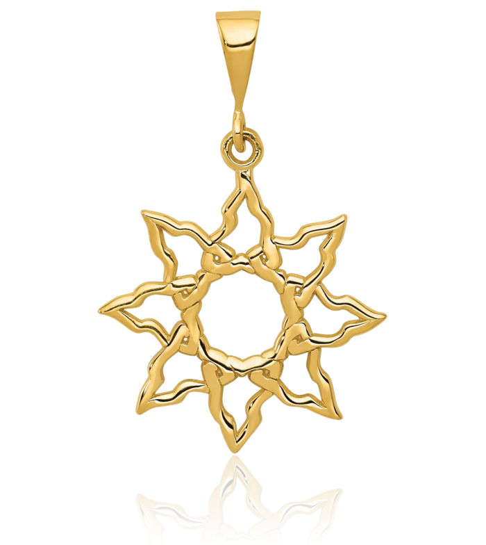 10K Solid Yellow Gold Sun Necklace Sunshine Pendant Sunburst Charm Celestial Jewelry