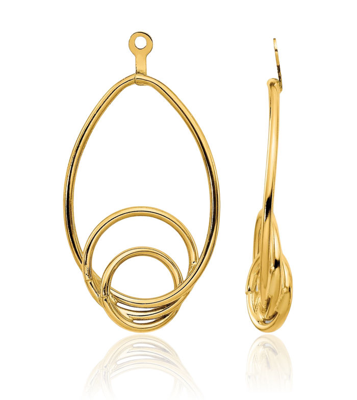 10K Solid Yellow Gold Teardrop Earring Jackets for Studs