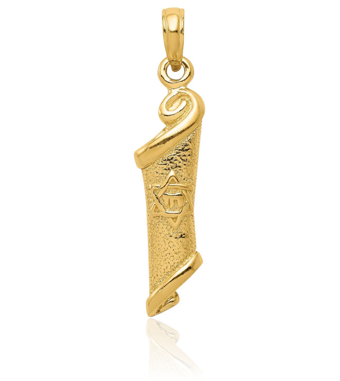 10K Solid Yellow Gold Torah Star of David Jewish Magen Necklace Judaica Religious Chain Pendant Israel Charm