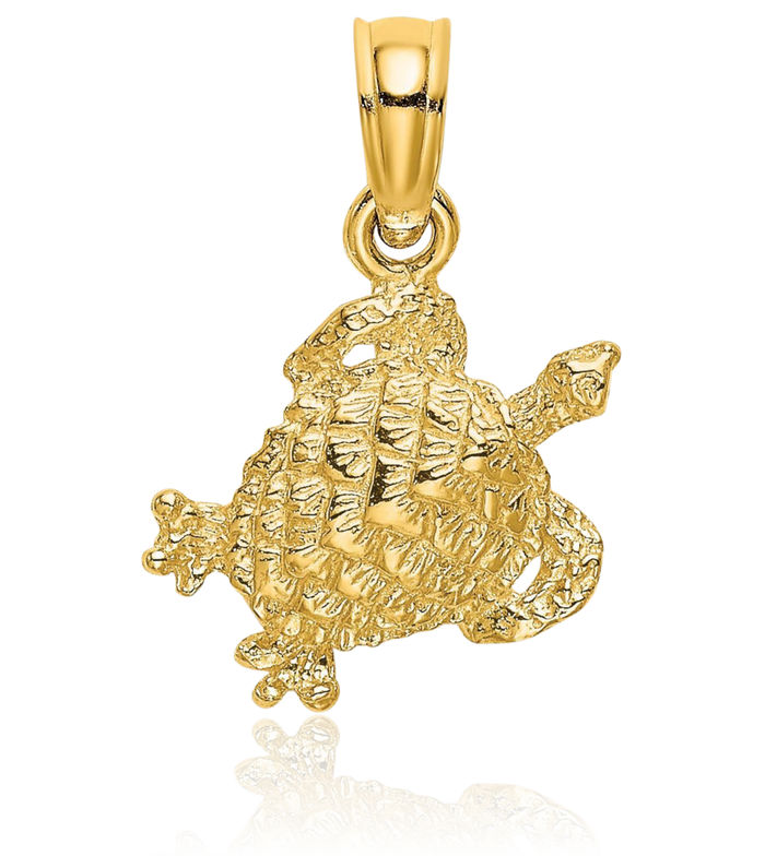 10K Solid Yellow Gold Sea Turtle Necklace Chain Pendant Charm