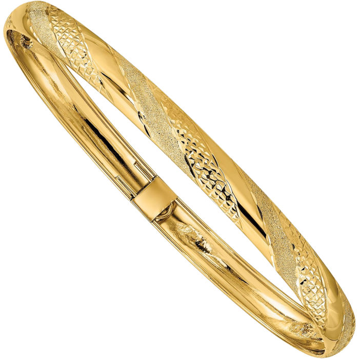 10K Solid Yellow Gold Twisted Flexible Bangle Bracelet