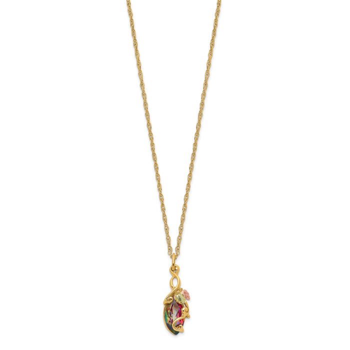 10K Solid Tri Color Pink White Yellow Black Hills Gold Mystic Topaz Chain ... - Picture 11 of 12