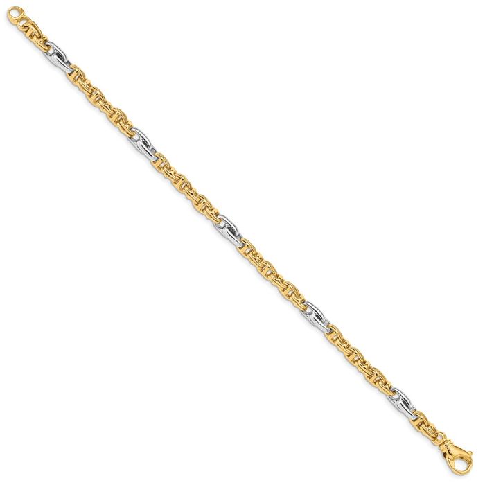 10K Solid Two Tone Gold 5.38mm Link Chain Bracelet