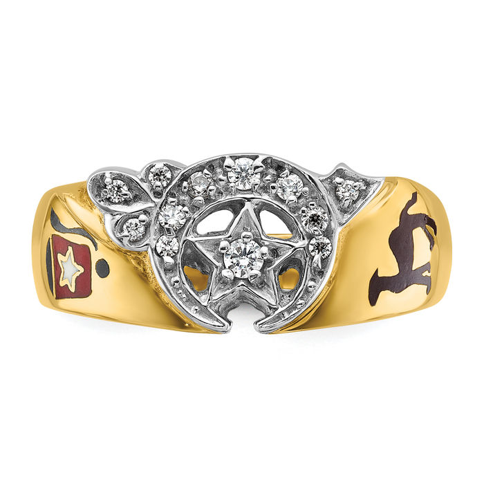 10K Solid Two Tone Gold Mens Multi-color Diamond Masonic Shriners Ring - Picture 17 of 120