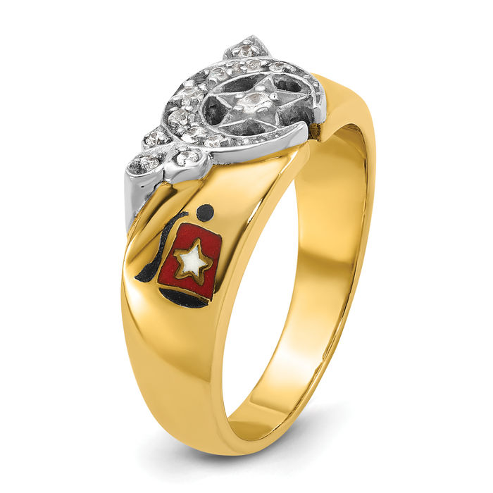 10K Solid Two Tone Gold Mens Multi-color Diamond Masonic Shriners Ring - Picture 19 of 120