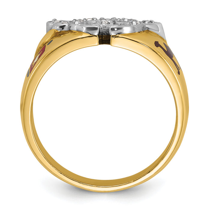 10K Solid Two Tone Gold Mens Multi-color Diamond Masonic Shriners Ring - Picture 15 of 120