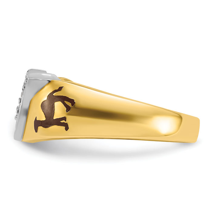 10K Solid Two Tone Gold Mens Multi-color Diamond Masonic Shriners Ring - Picture 16 of 120