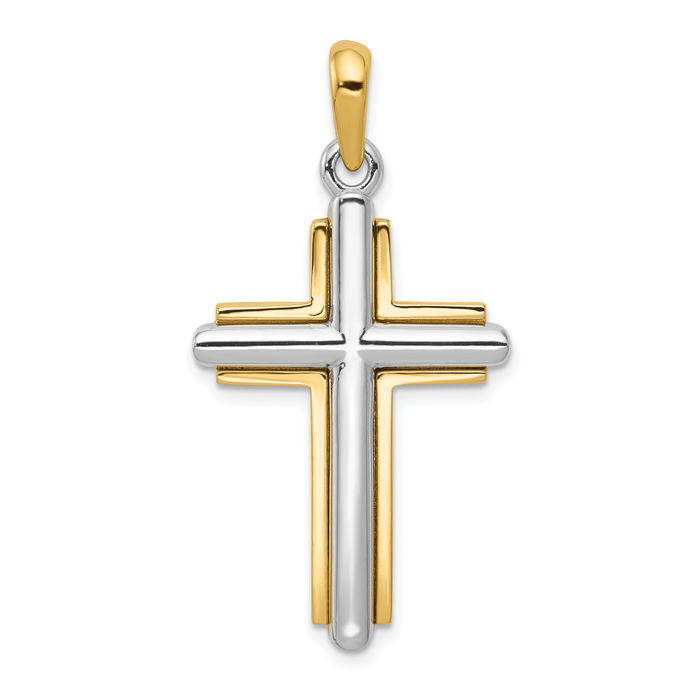 【2plan】23FW★ [MADE] 040 Cross shine symbol necklace 10K Solid Two Tone Gold Cross Necklace | eBay
